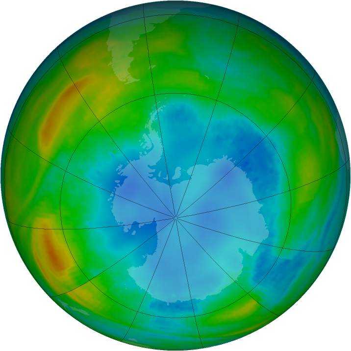 Antarctic ozone map for 11 August 1987